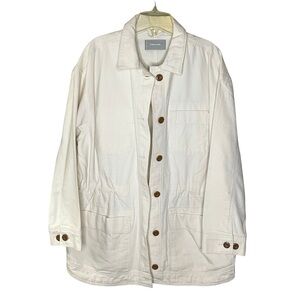 Everlane Off-White Utility Jacket with Brown Buttons